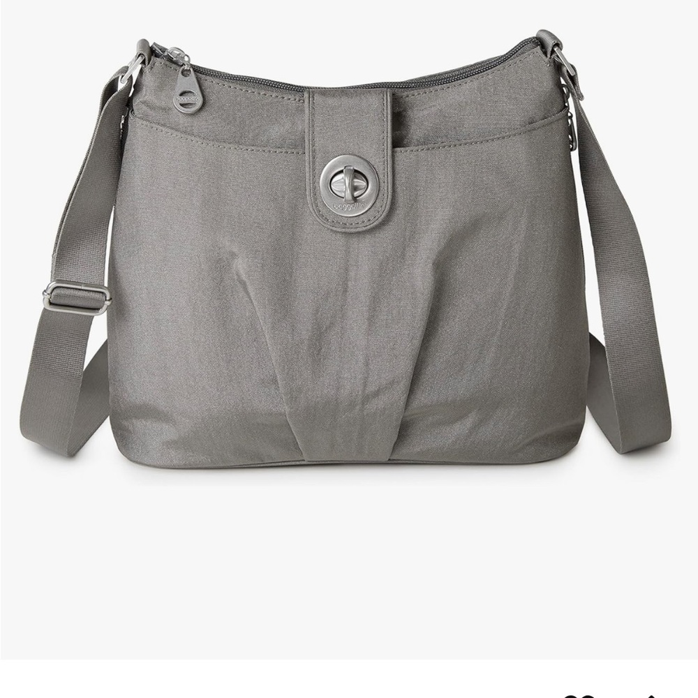Silver crossbody Baggallini - great for travel!